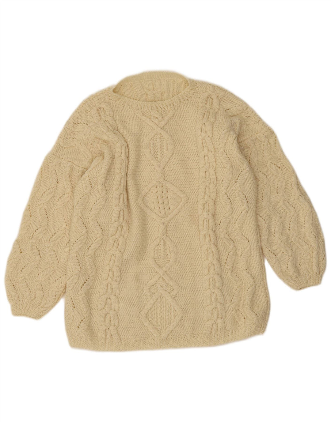 Vintage dame sweater med rund hals DK 16 Stor beige