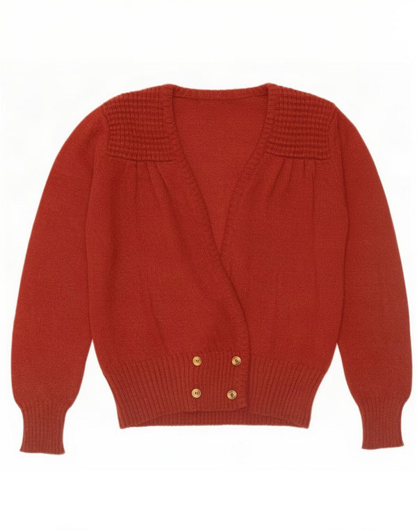 Vintage Womens Double Breasted Cardigan Sweater UK 12 Medium Burgundy