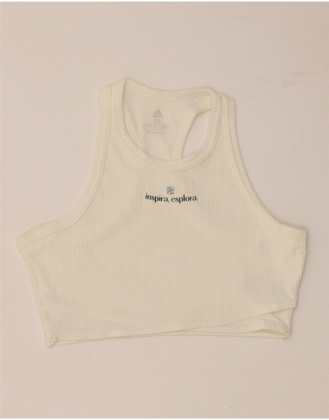 ADIDAS Aeroready Crop Vest Top UK 12/14 Medium White Polyamide