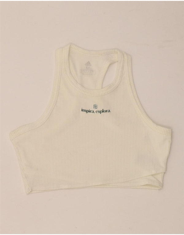 ADIDAS Aeroready Crop Vest Top UK 12/14 Medium White Polyamide