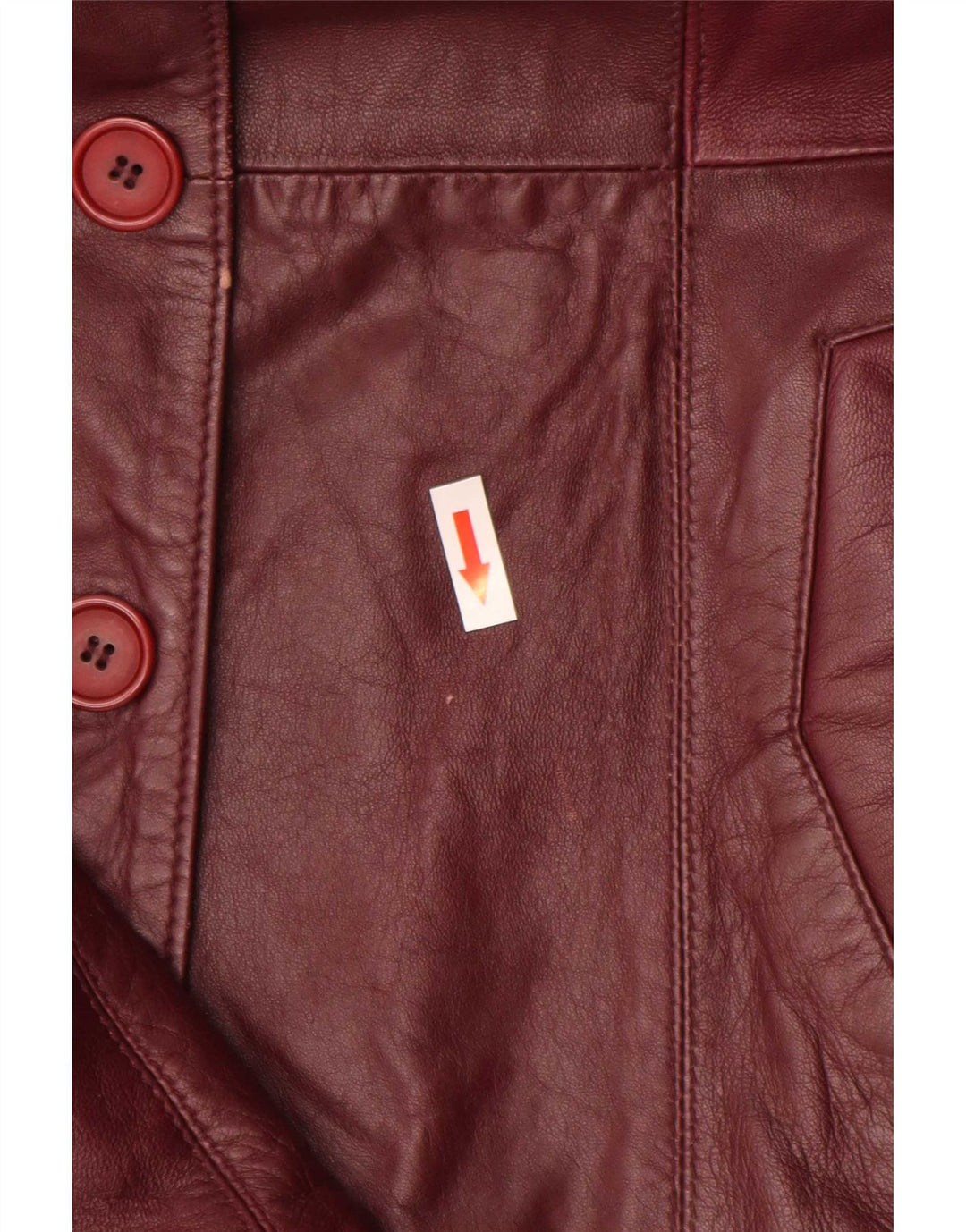 Vintage dame 4-knaps læder blazerjakke UK 10 Small Burgundy