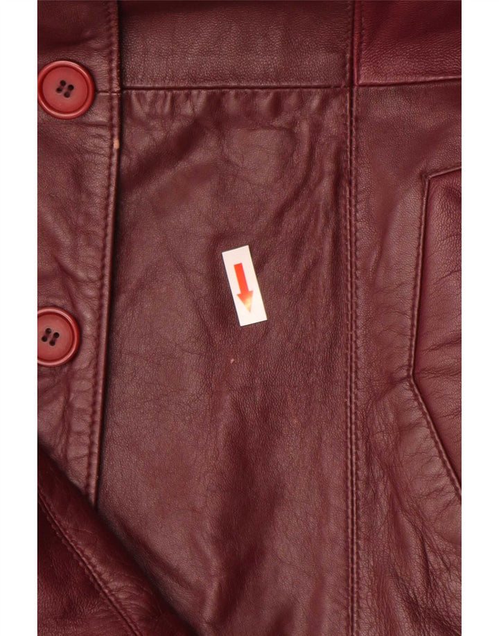 Vintage dame 4-knaps læder blazerjakke UK 10 Small Burgundy