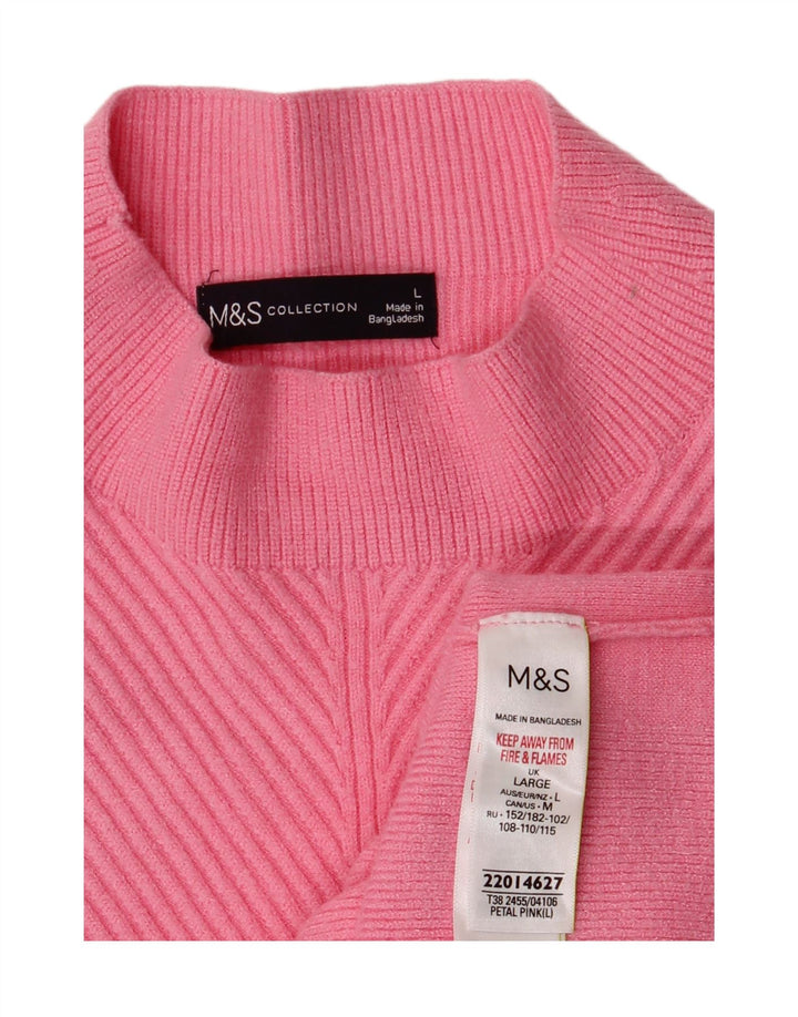 Marks & Spencer Dame Turtle Neck Jumper Sweater UK 16 Large Pink Viscose