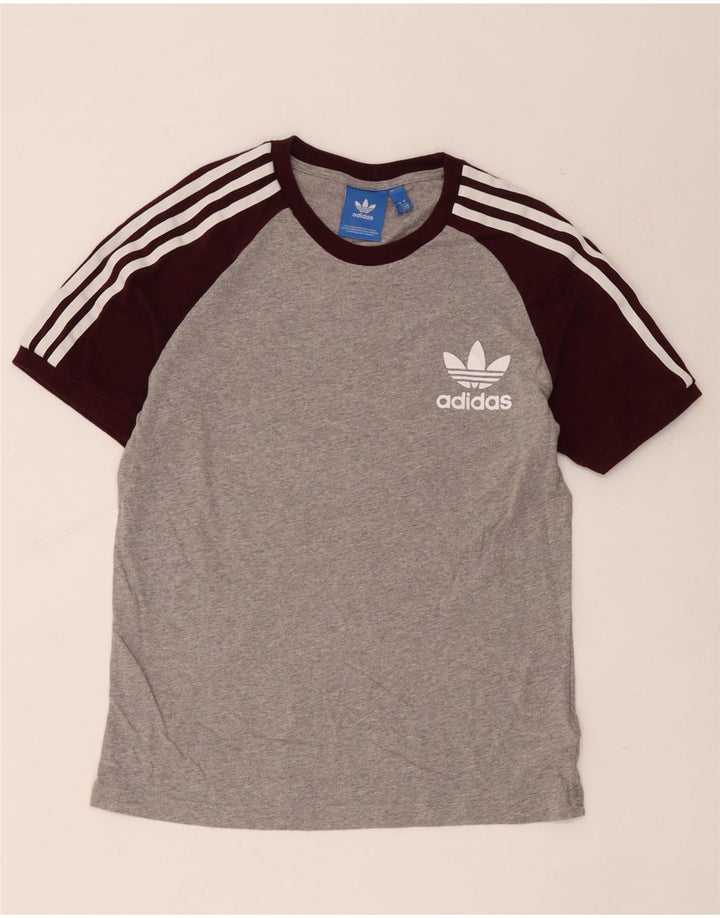 Adidas Herre T-Shirt Top Medium Grey Colourblock Bomuld