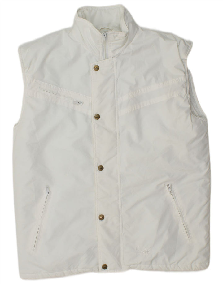 Vintage Polstret Gilet til mænd UK 36 Small White Polyester
