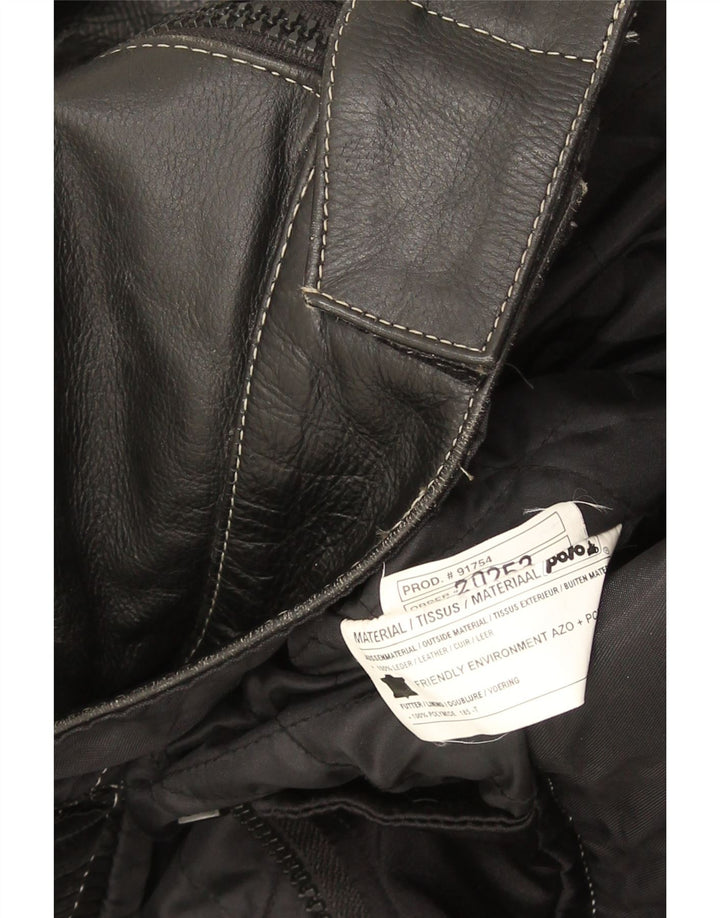 POLO Dame Læder Racer Jakke UK 14 Medium Sort Læder