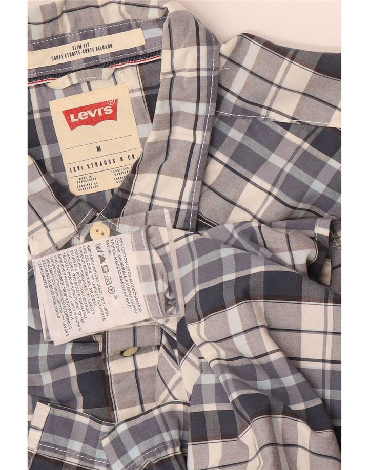Levi's Kortærmet Slim Fit-skjorte til mænd mellemblå ternet bomuld