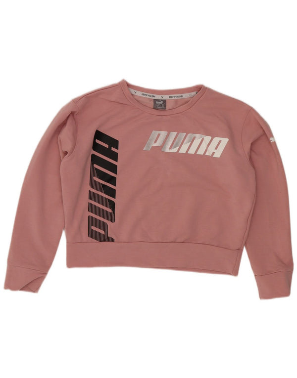Puma Girls Crop Graphic Sweatshirt Jumper 9-10 år Pink Bomuld