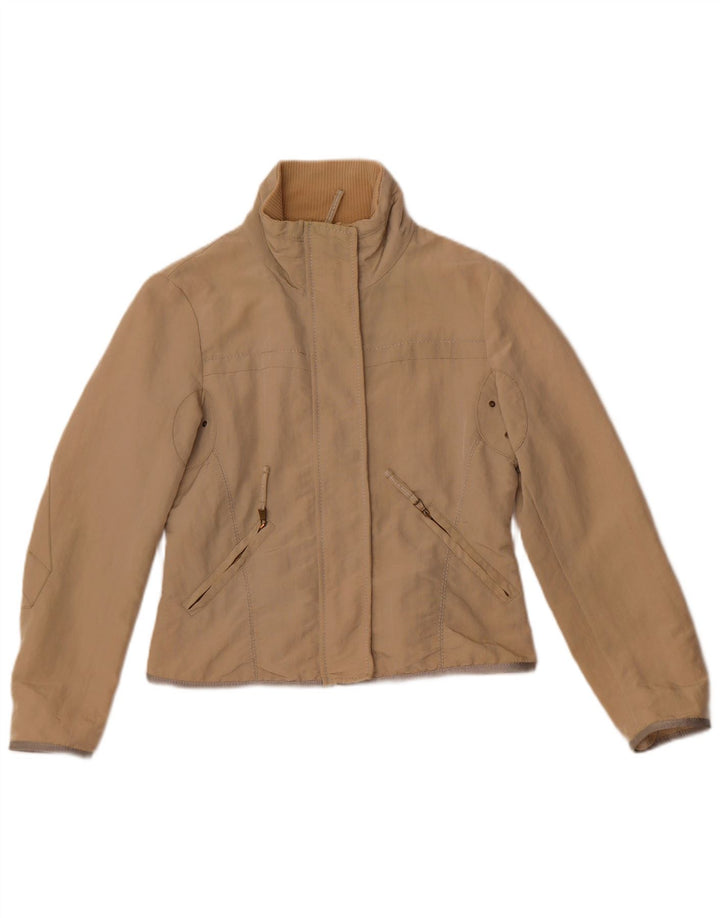 Marella Womens Crop Bomber Jacket UK 8 Small Beige Polyamid