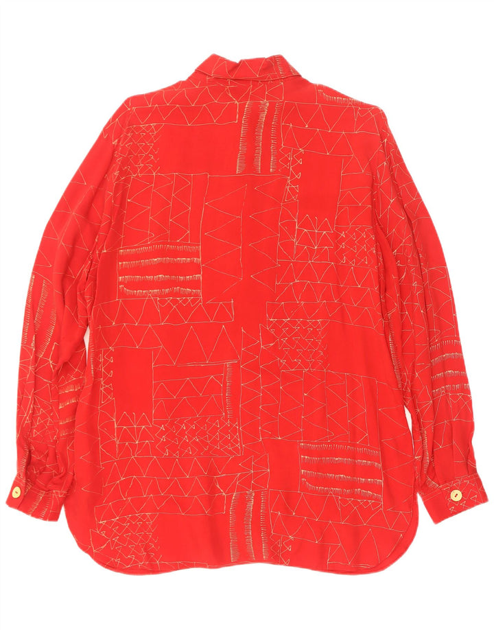 Divina Dame Skjorte Bluse EU 38 Medium Rød Geometrisk Cupro