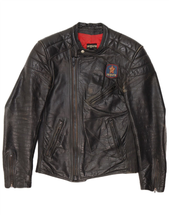 Segura Herre Læder Biker Jacket IT 44 XS Sort Læder