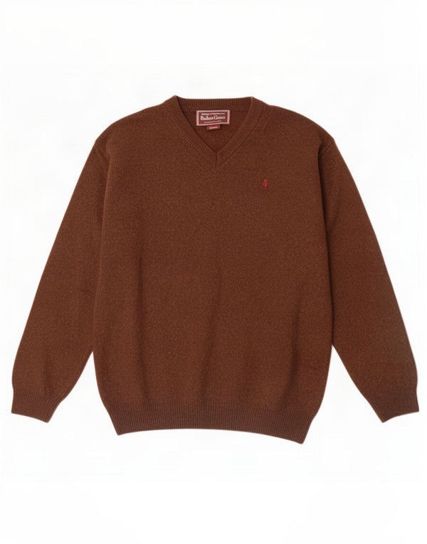 Marlboro Classics Herre V-hals sweater Medium Brun Uld