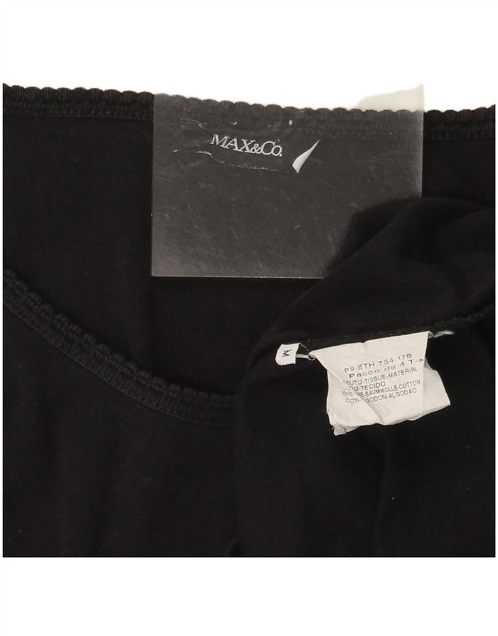 MAX & CO. Grafisk T-shirt top til kvinder UK 12 Medium Sort bomuld