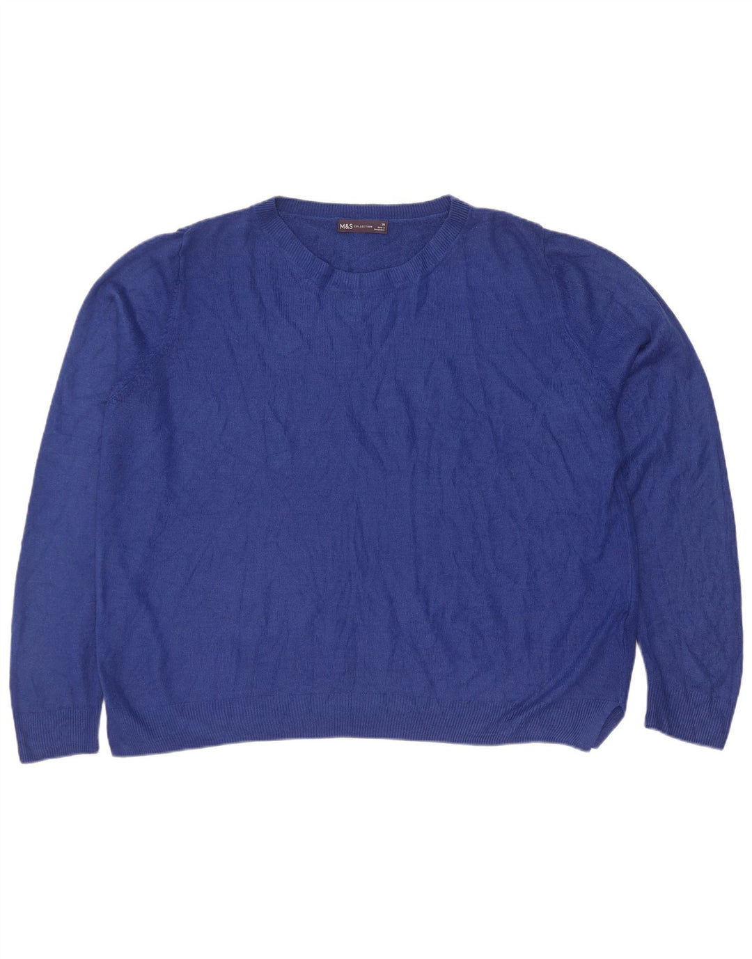 Marks & Spencer Dame Oversized Boat Neck Jumper Sweater UK 20 2XL Blå