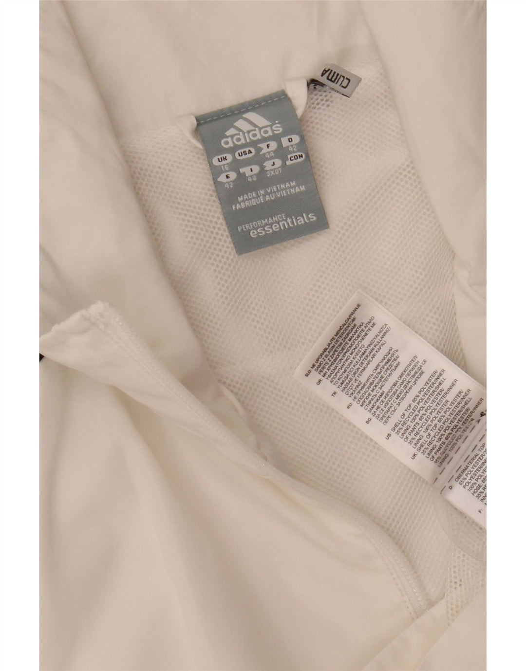 Adidas Dame Climalite Træningsdragt Topjakke UK 16 Stor Hvid Polyester