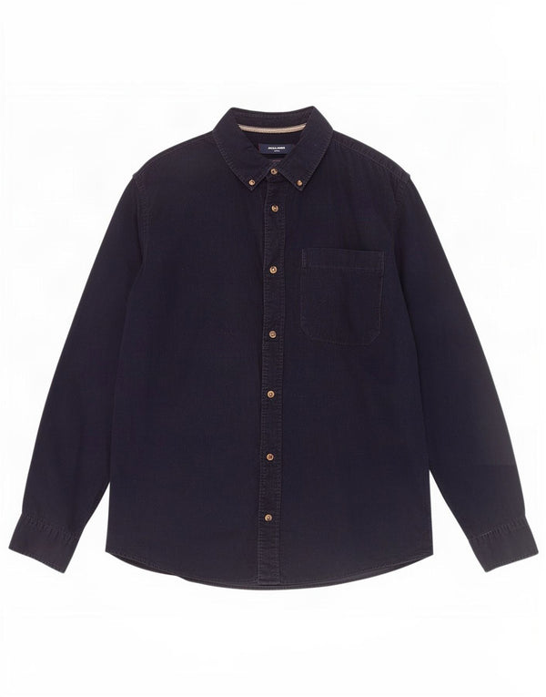 Jack & Jones Mens Corduroy Shirt XL Navy Blue Cotton