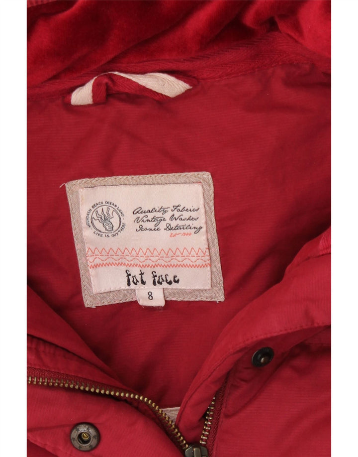 Fat Face Dame Hætte Polstret Gilet UK 8 Lille Rød Polyester