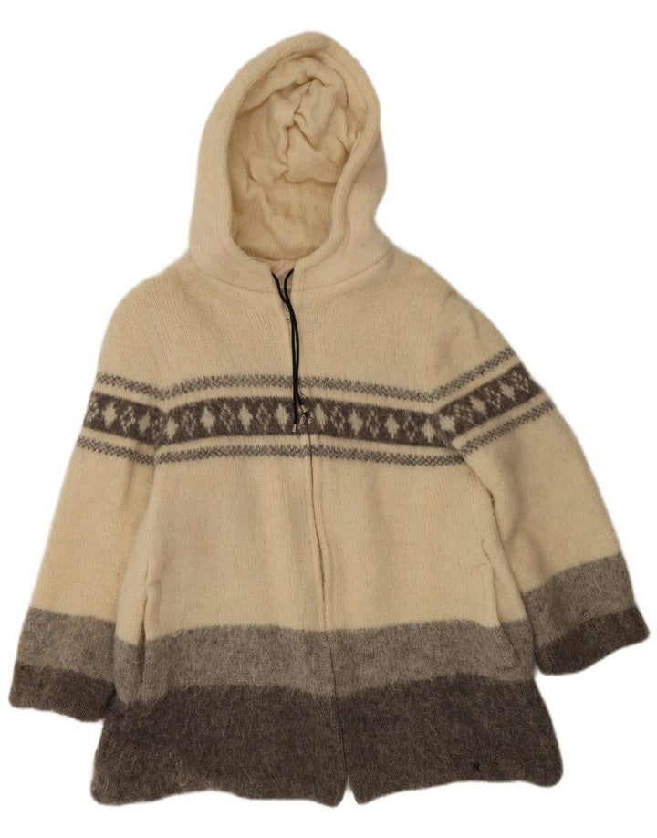 Alafoss Icewool Dame Cardigan Sweater UK 16 Large Off White Colourblock