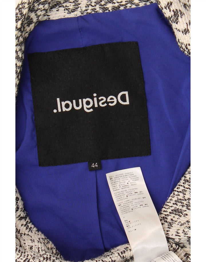 Desigual kvinders abstrakt mønster overfrakke EU 44 XL hvid bomuld