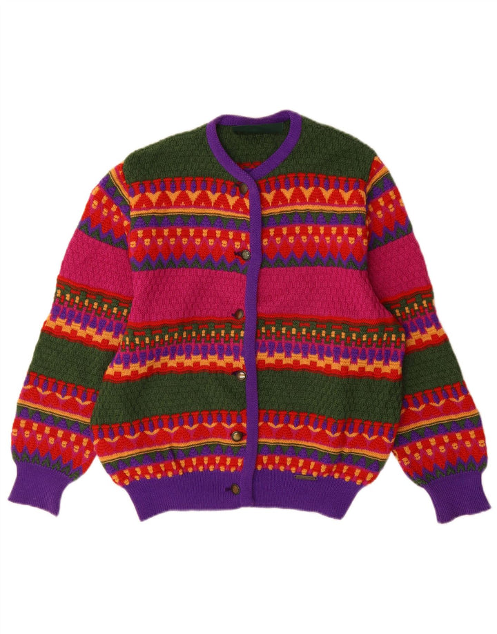Giesswein Dame Cardigan Sweater UK 14 Stor Flerfarvet Geometrisk