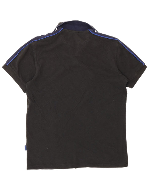 Gas Herre grafisk poloshirt Medium Sort Colourblock Bomuld