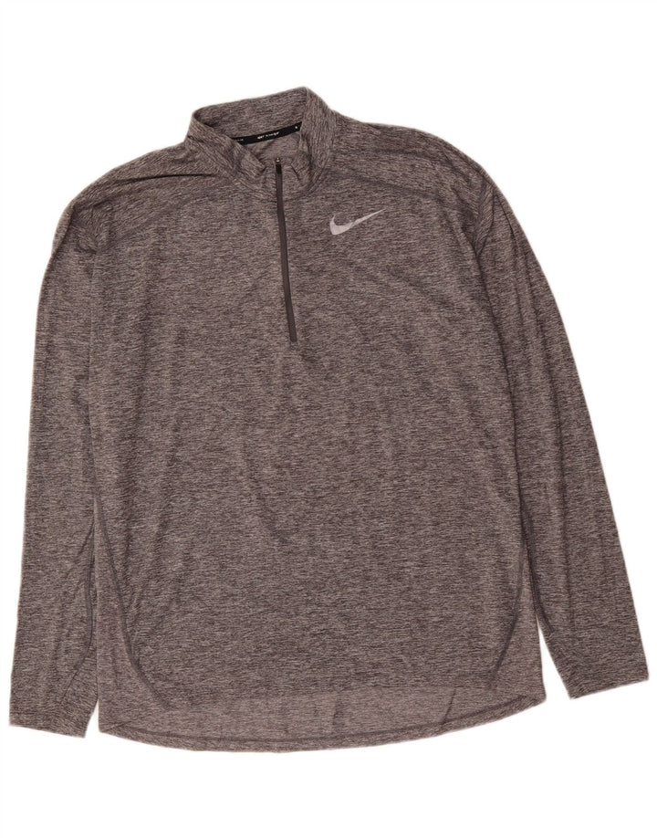 NIKE Herre Dri Fit Pullover med lynlåsudskæring Træningsdragt Top Stor Grå Flecked