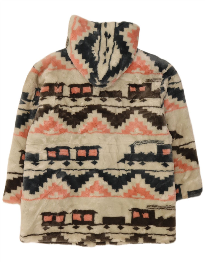 Vintage oversize overfrakke til kvinder IT 42 Medium Off White Geometrisk Aztec