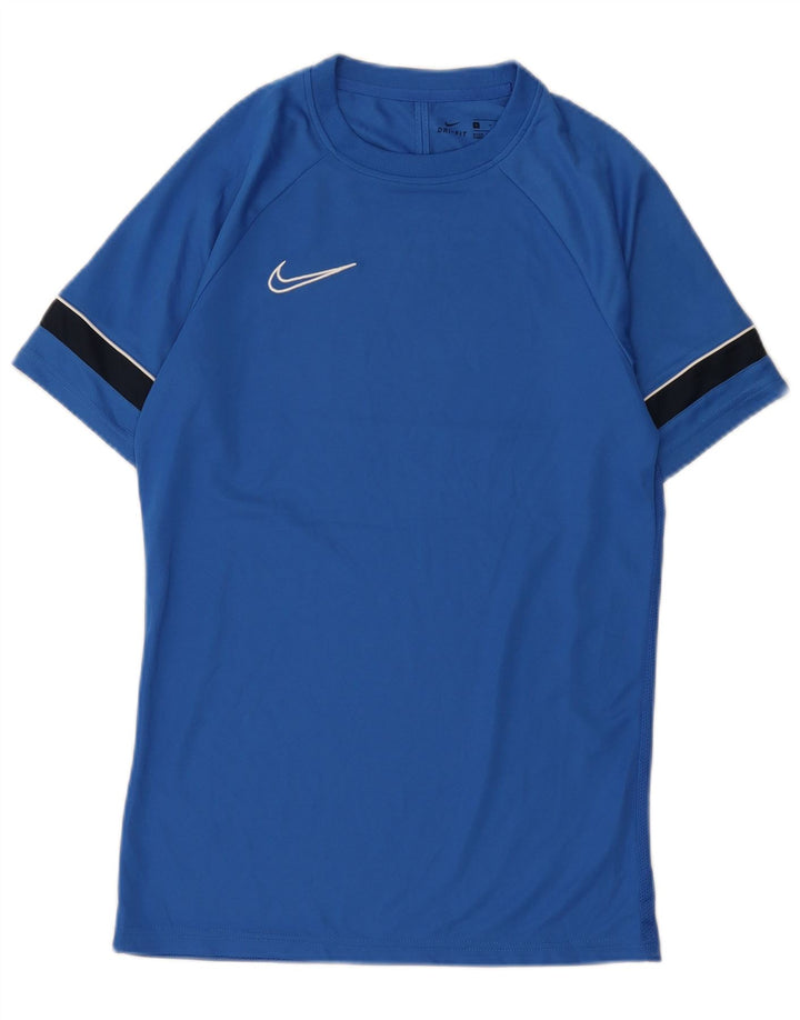 NIKE Herre Dri Fit T-Shirt Top Lille Blå Colourblock Polyester
