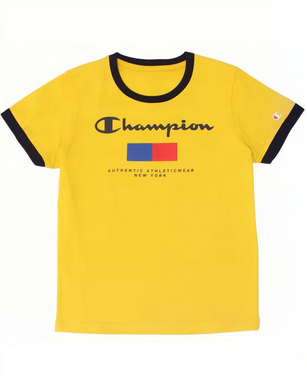Champion Boys Grafisk T-Shirt Top 9-10 år Medium Gul Bomuld