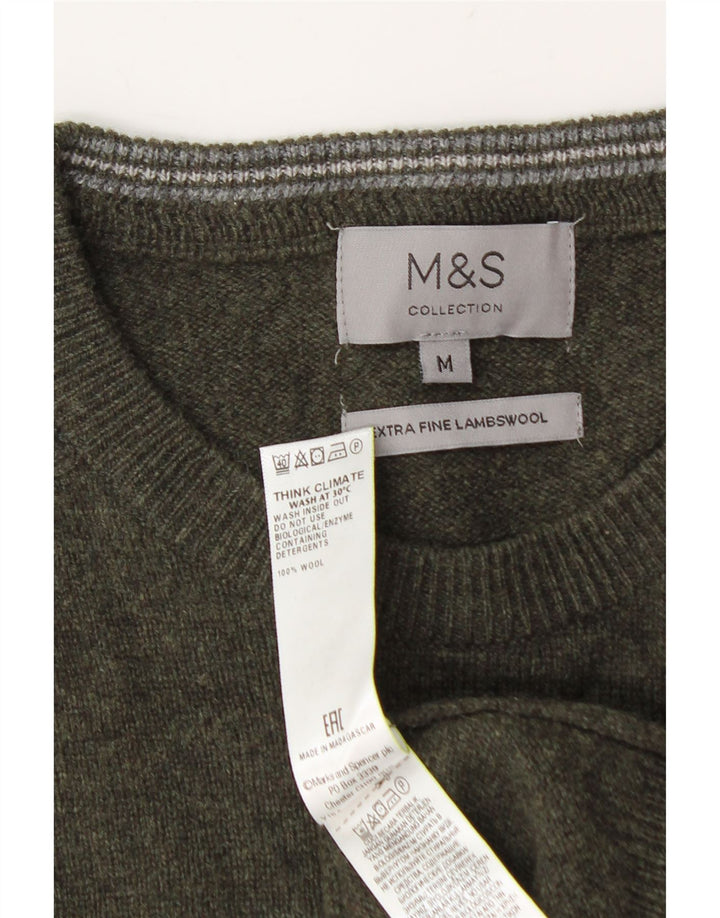 Marks & Spencer Herre sweater med rund hals, mellemgrøn uld
