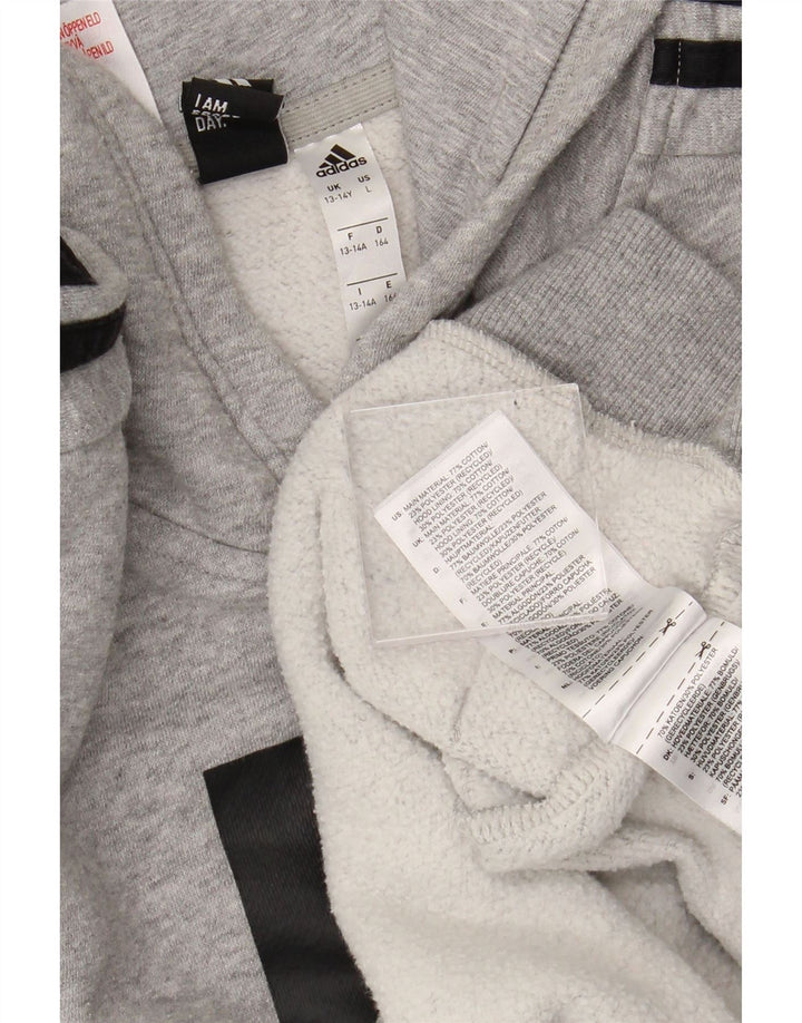 ADIDAS Grafisk hættetrøje til drenge 13-14 år Grå bomuld