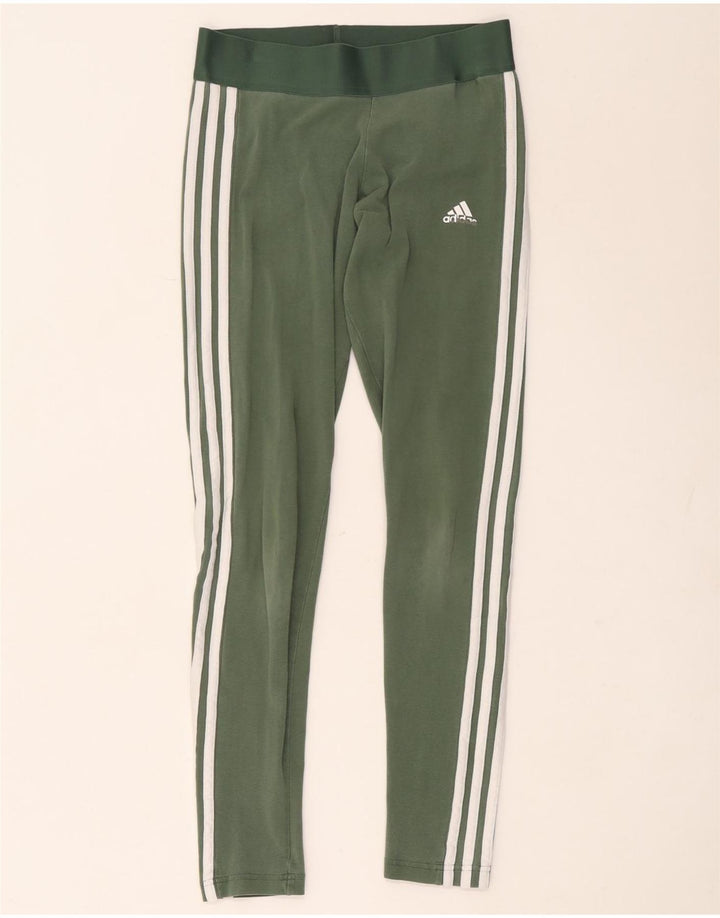 Adidas Womens Leggings UK 8/10 Small Green Bomuld