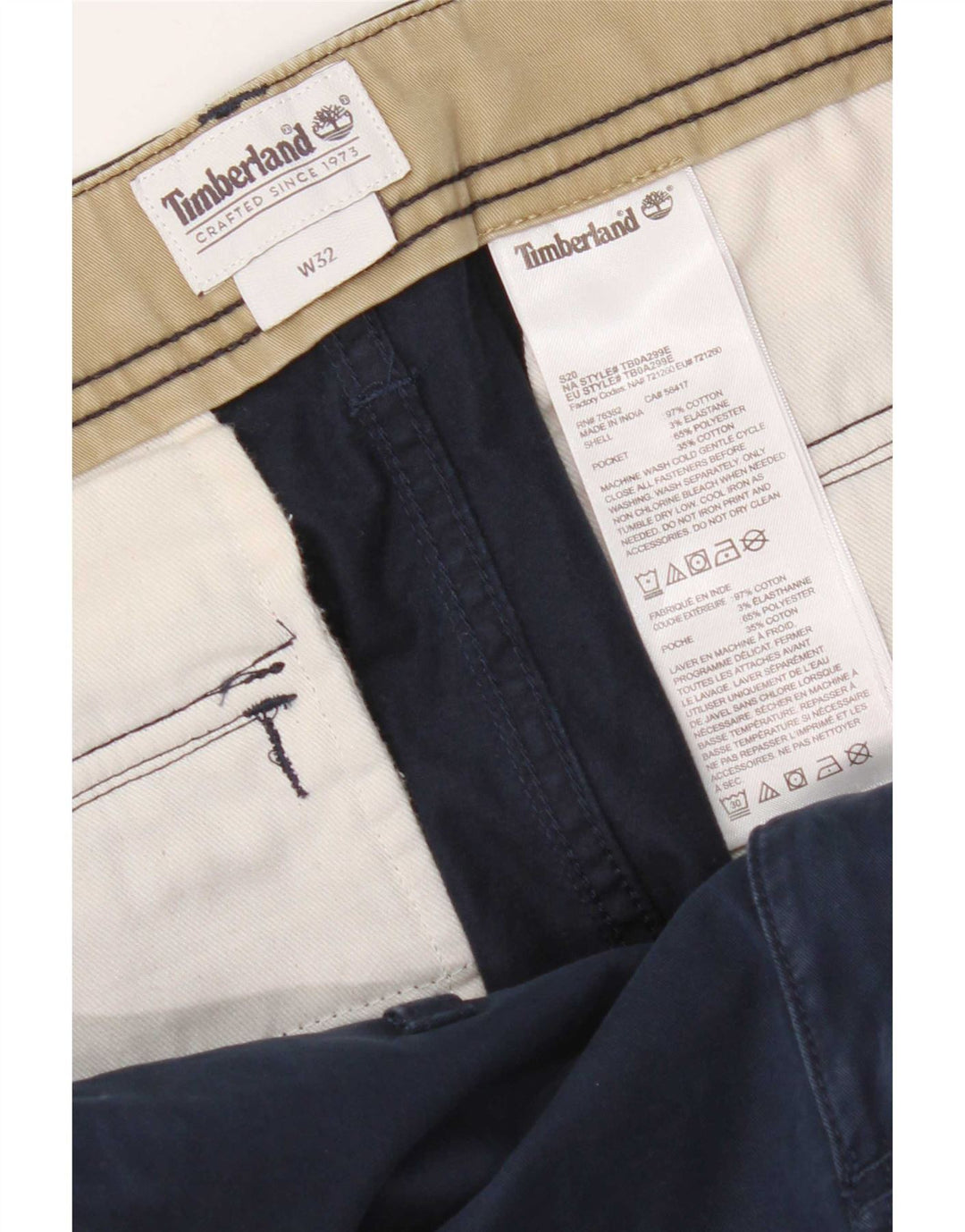Timberland Herre Cargo Shorts W32 Mellem marineblå bomuld