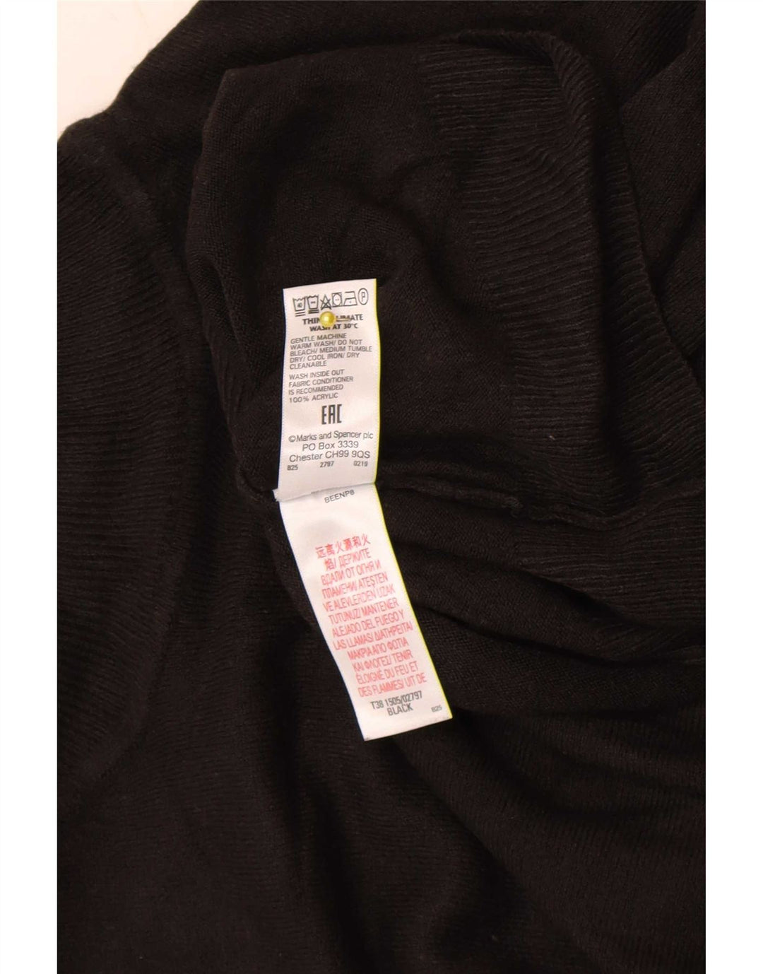 Marks & Spencer Dame Roll Neck Jumper Sweater UK 16 Large Black Acryl