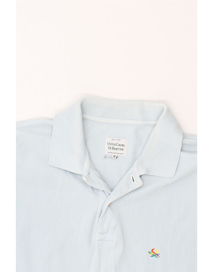 BENETTON Mens Long Sleeve Polo Shirt Small Blue Vintage Benetton and Second-Hand Benetton from Messina Hembry 