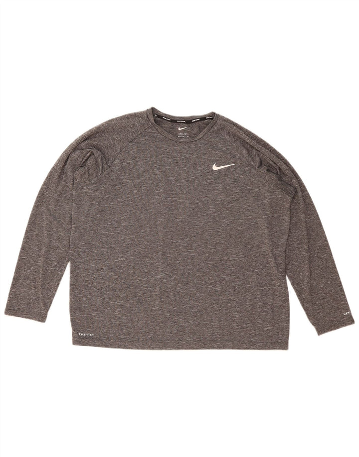 Nike Herre Dri Fit Top Langærmet XL Grå Flecked