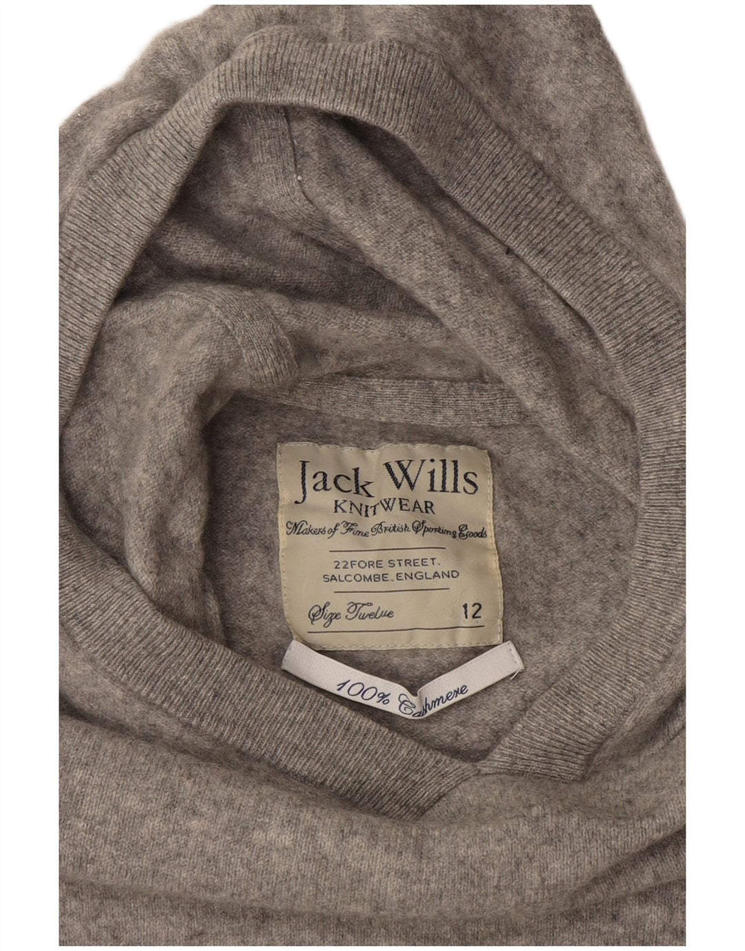 JACK WILLS Dame Crop Hættetrøje UK 12 Medium Grey Cashmere