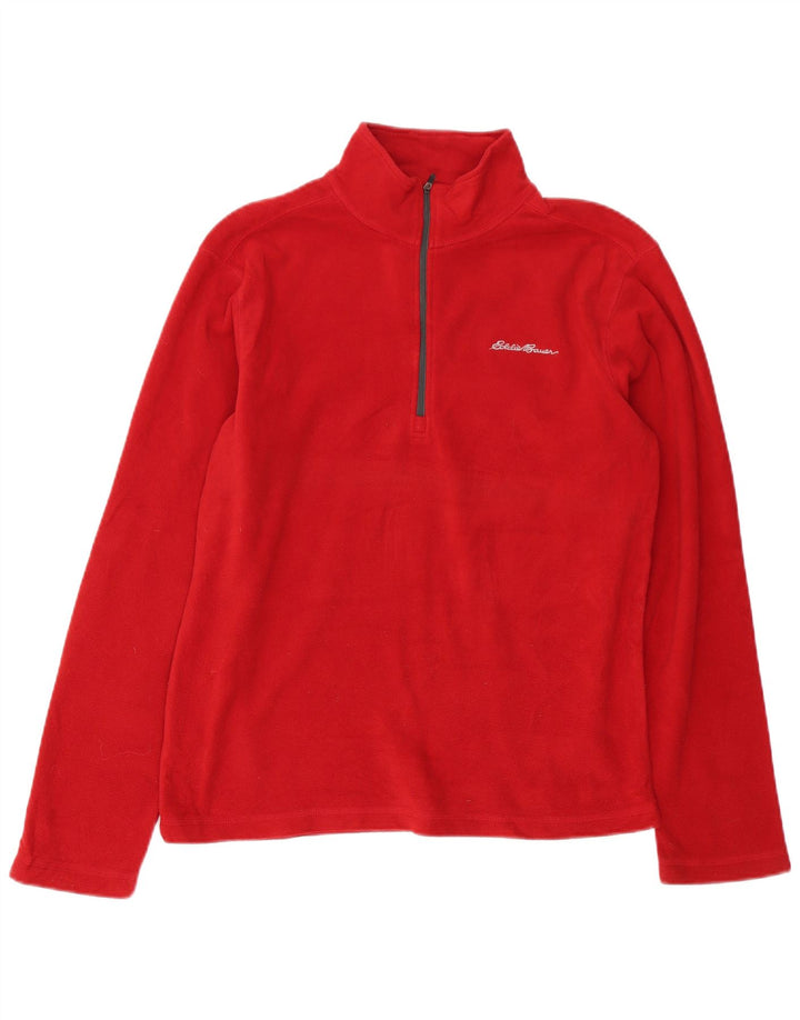 Eddie Bauer herre lynlås hals fleece jumper lille rød polyester