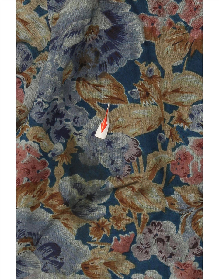 Vintage herre løs pasform skjorte lille flerfarvet blomsterviscose