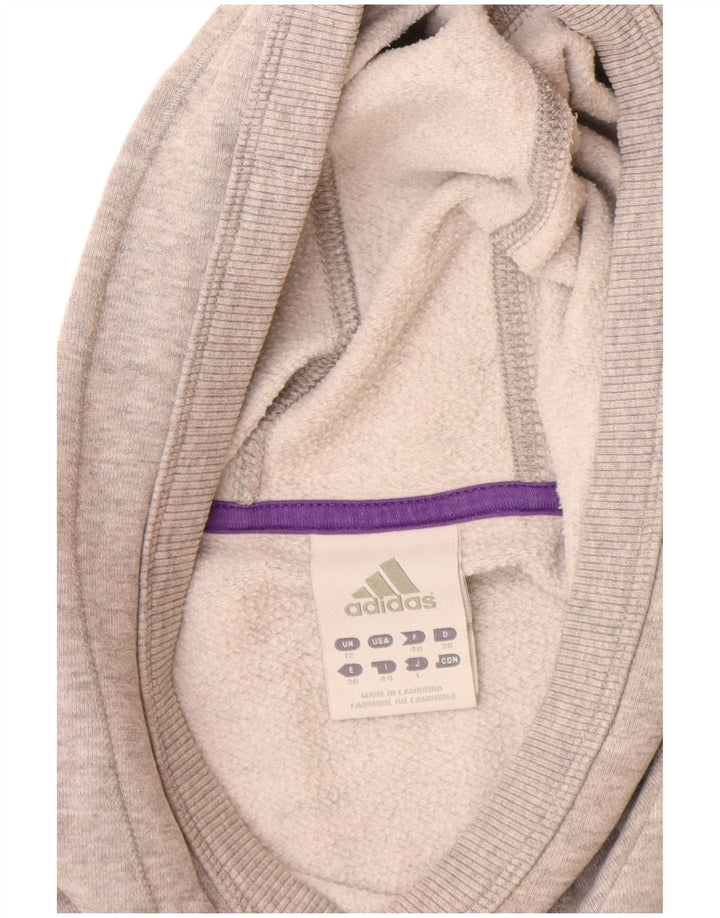 Adidas Graphic Hoodie Jumper UK 12 mellemgrå til kvinder
