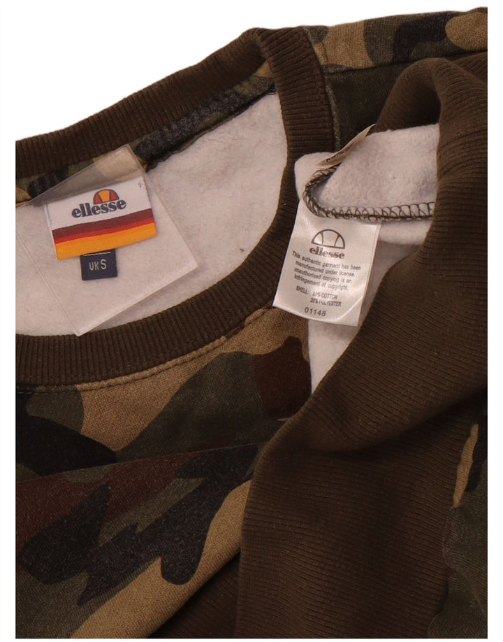 Ellesse Herre Grafisk Sweatshirt Jumper Small Khaki Camouflage Bomuld