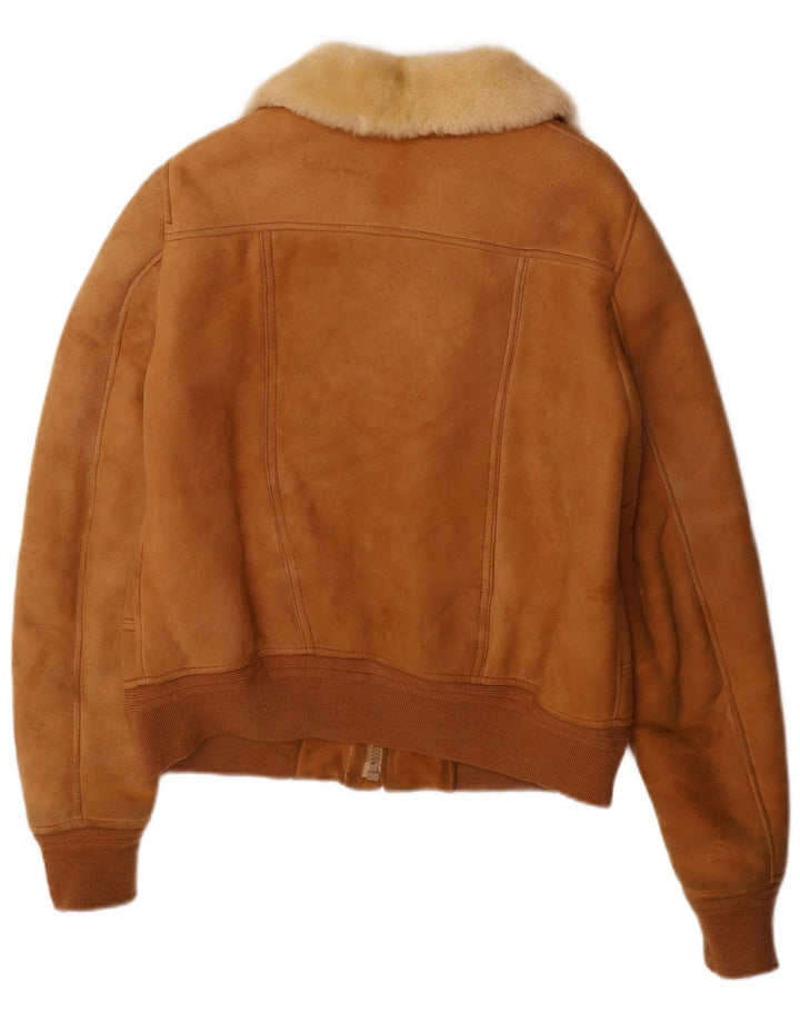Vintage Herre Shearling Jacket UK 36 Small Beige