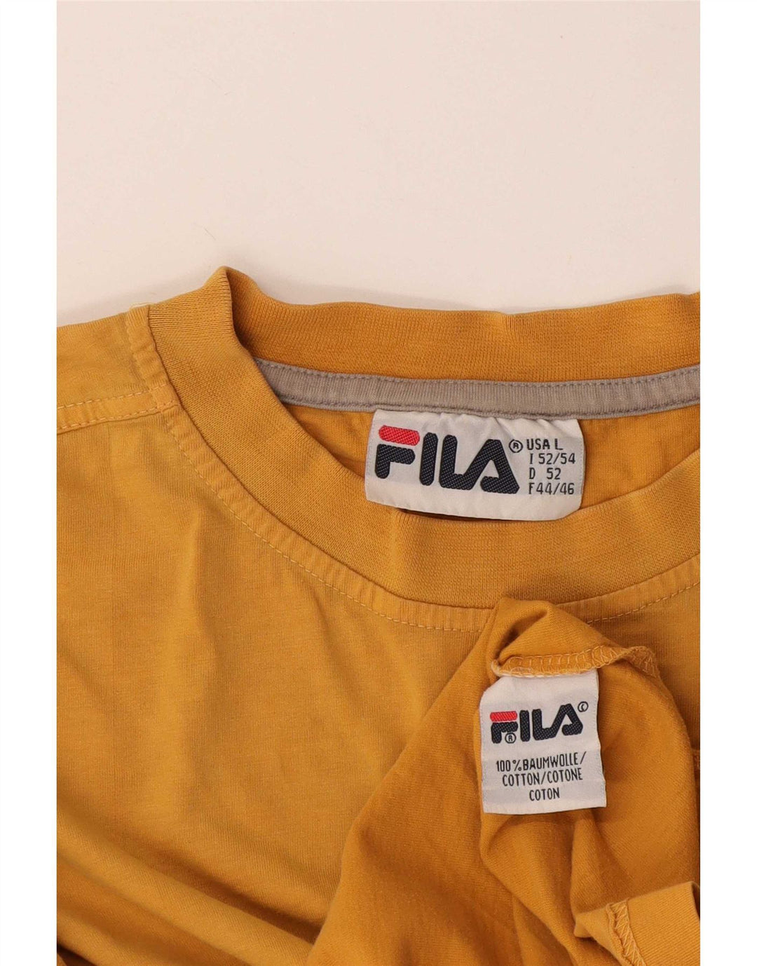 Fila Herre Grafisk T-Shirt Top Stor Gul Bomuld