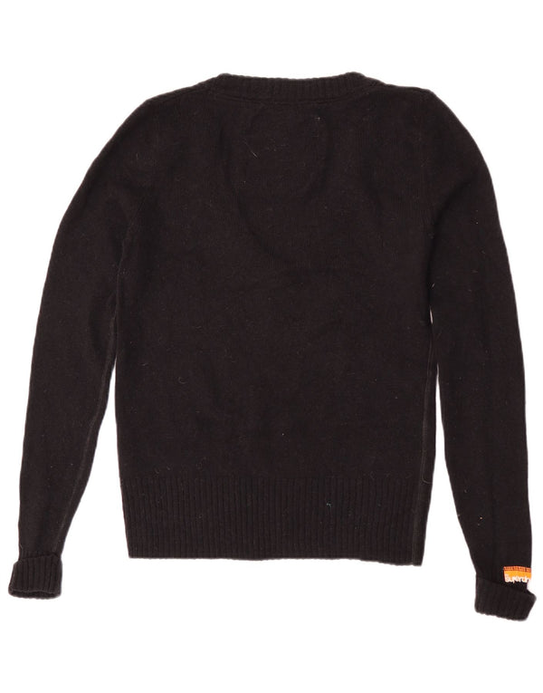 Superdry Dame V-hals sweater UK 12 Medium Sort Uld