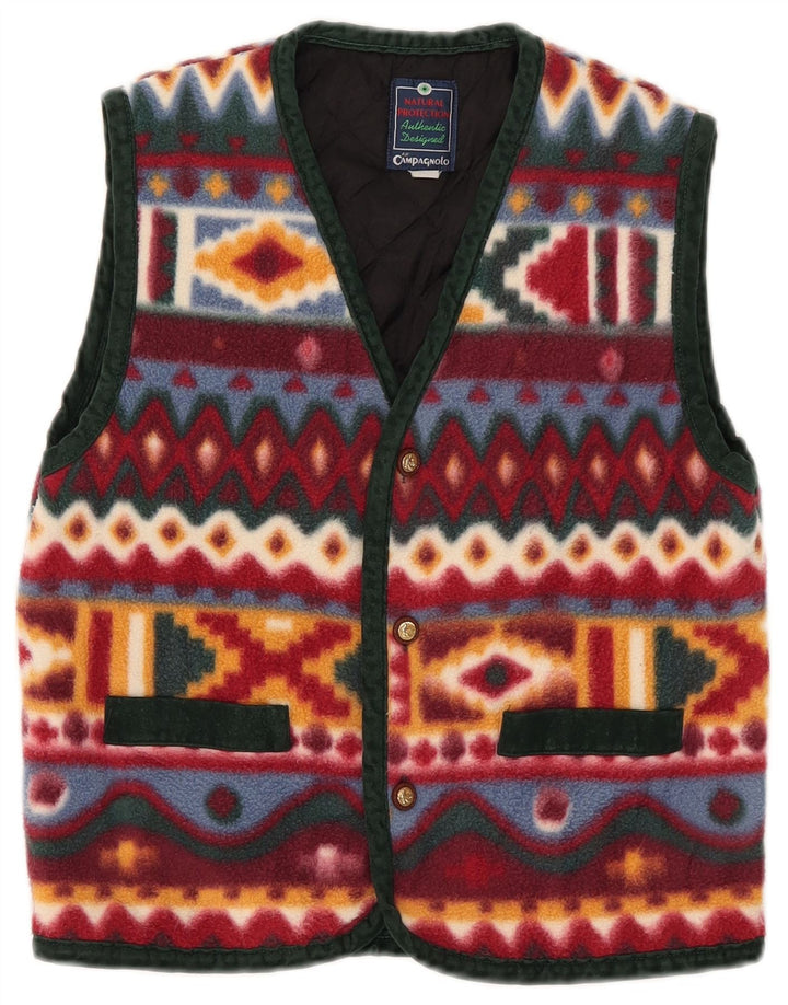 F.LLI CAMPAGNOLO Boys Fleece Gilet 7-8 Years Multicoloured Geometric