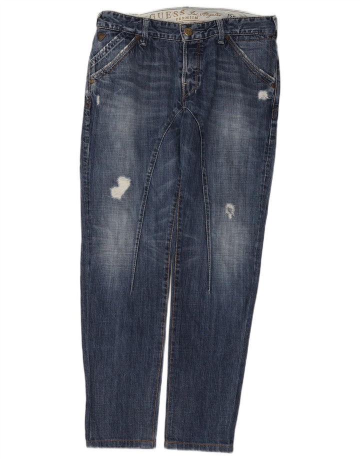 Guess Mænd Distressed Slim Jeans W31 L30 Blå Bomuld