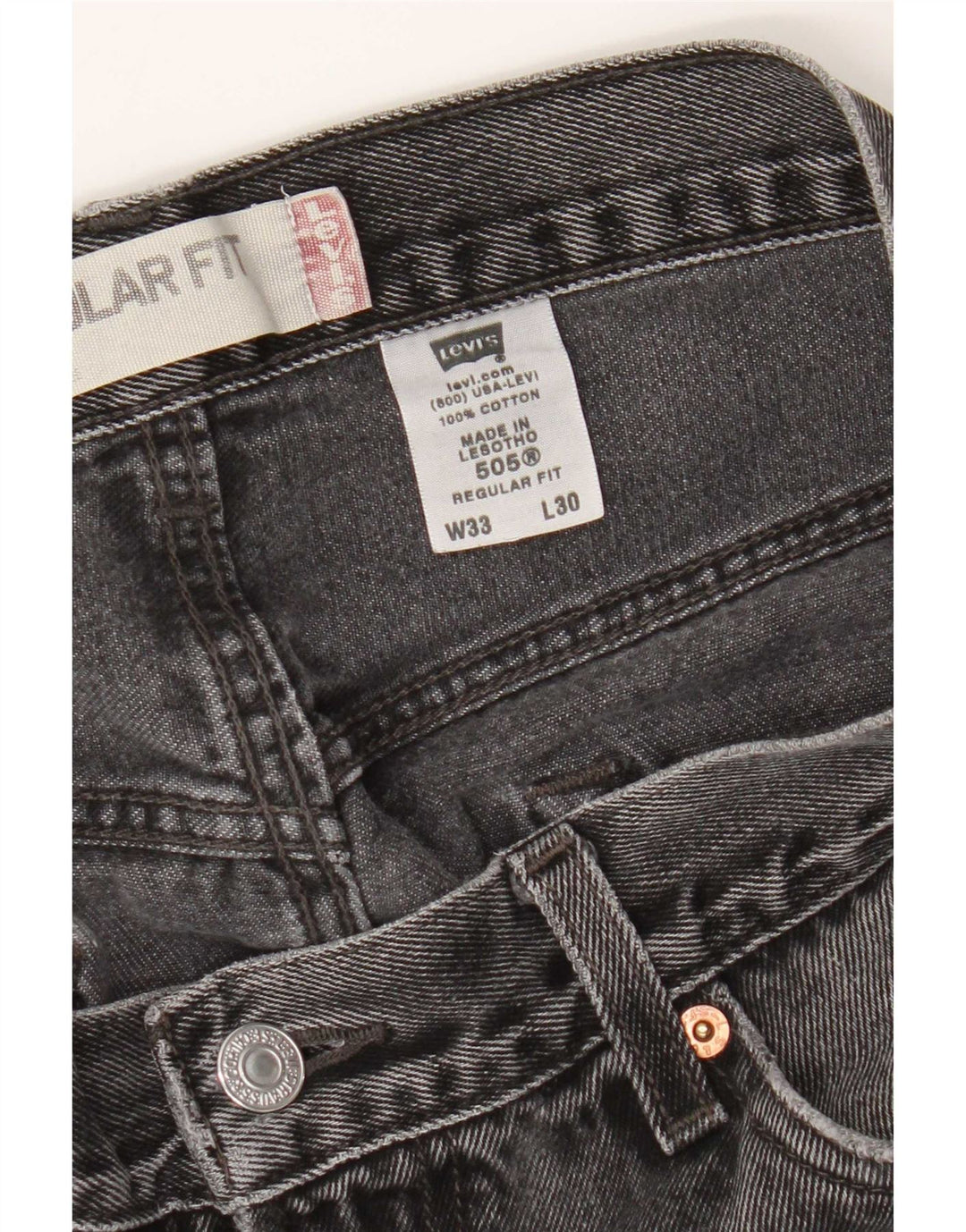 Levi's Herre 505 Regular Fit Straight Jeans W33 L30 Grå Bomuld