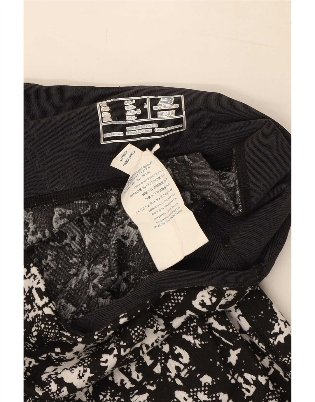 New Balance Kvinders abstrakt mønster Leggings UK 8 Small Black Polyester