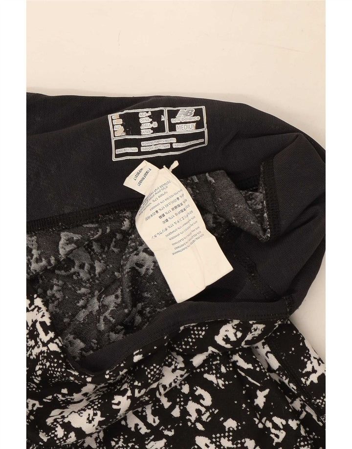 New Balance Kvinders abstrakt mønster Leggings UK 8 Small Black Polyester