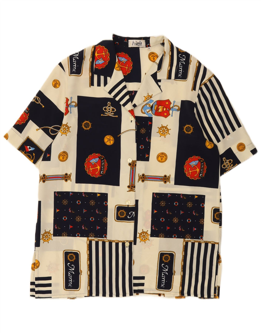 Mirella Dame Skjorte Bluse IT 46 Stor Flerfarvet Patchwork Nautical